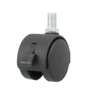 Twin Nylon  Caster Wheel with Brake (Model 085) – Threaded Stem 10mm x 15mm, Dual Wheel, Locking, Smooth & Quiet for Furniture, Office Chairs, Cabinets & Racks